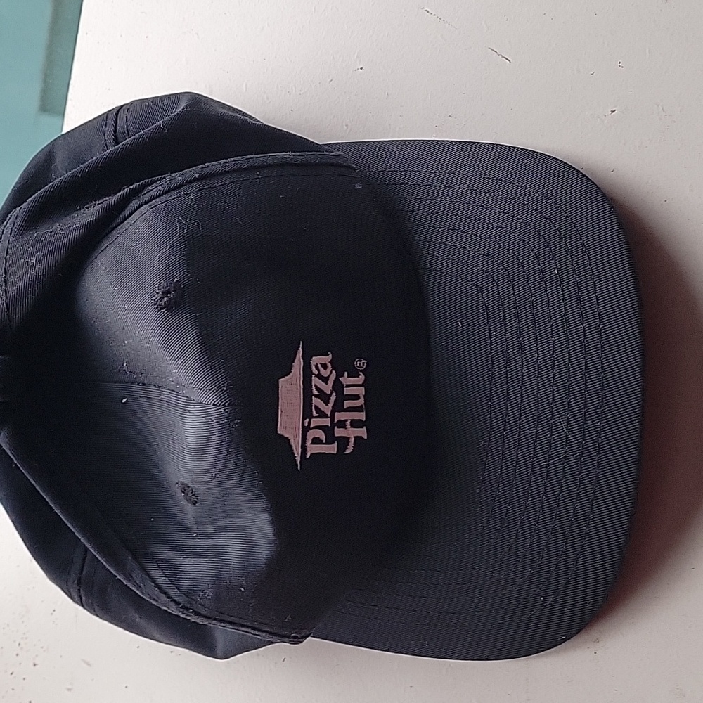 Pizza Hut Hat Cap Classic Retro Logo Black Adjustable Employee Uniform OSFM
